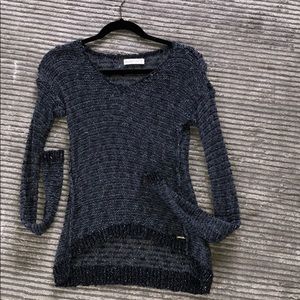 knitted navy blue sweater